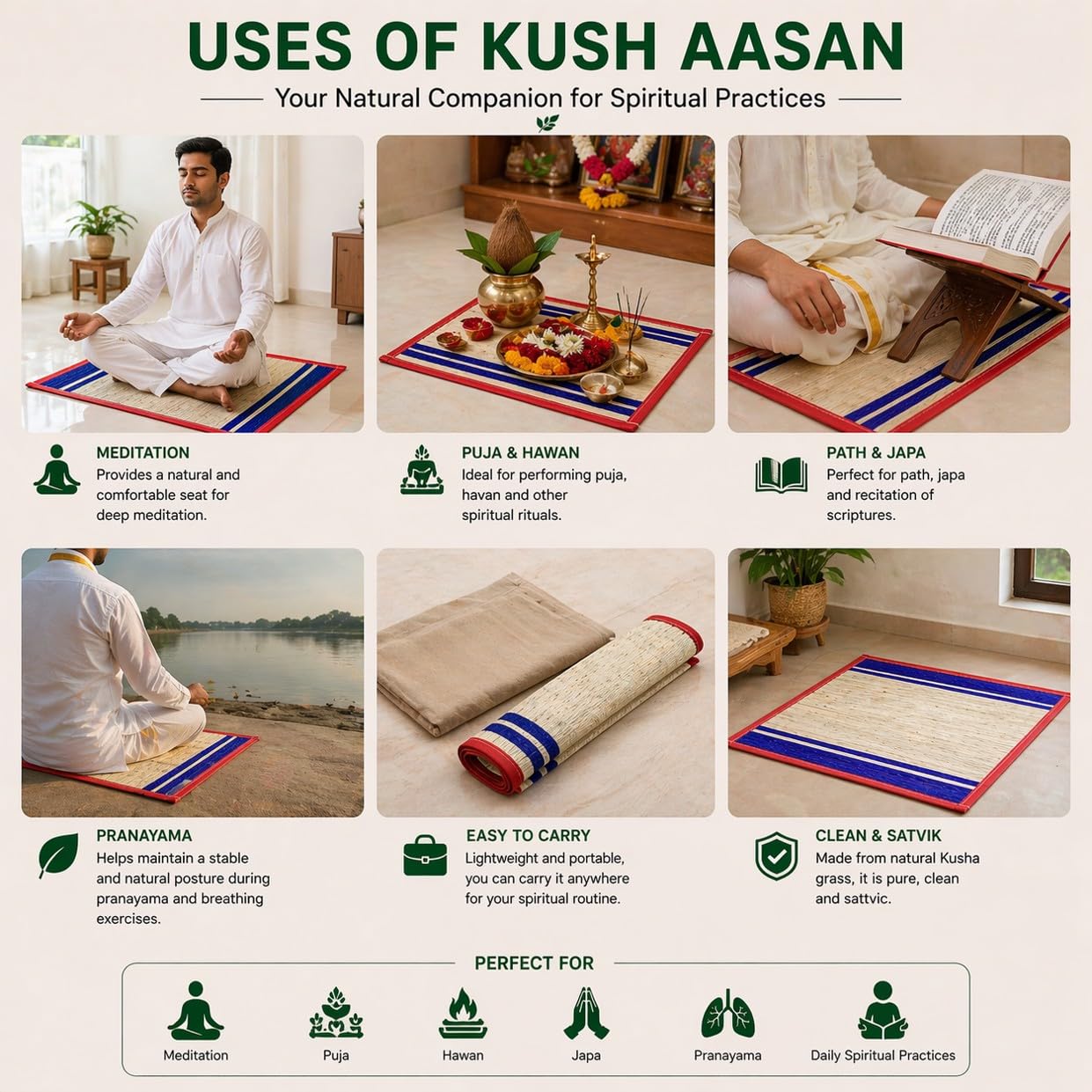 Kusha Grass Mat - Pooja Aasan for Meditation -5 Kusha Grass Mat - Pooja Aasan for Meditation -5