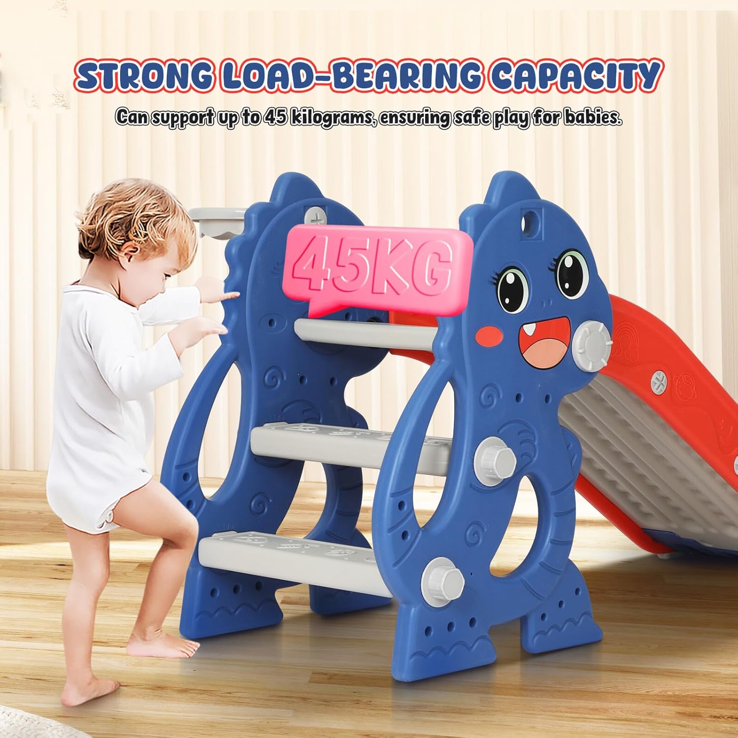 Indoor Playset Slide with Climber and Basketball Hoop Foldable Lightweight Slide for Age Compact Storage Indoor Outdoor Playground for Boys