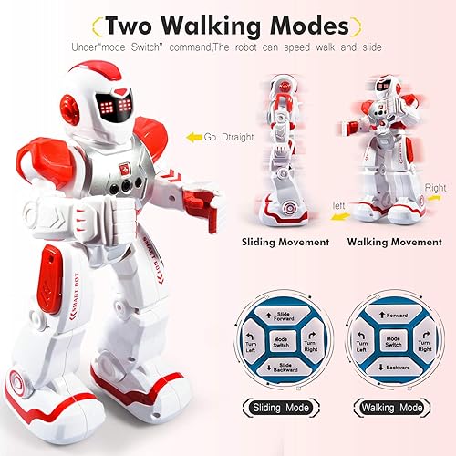 Vista 5 de Robots RC para niños, robot de programación inteligente, robot de control remoto de juguete para niños, canto, baile, hablar, juguetes robóticos