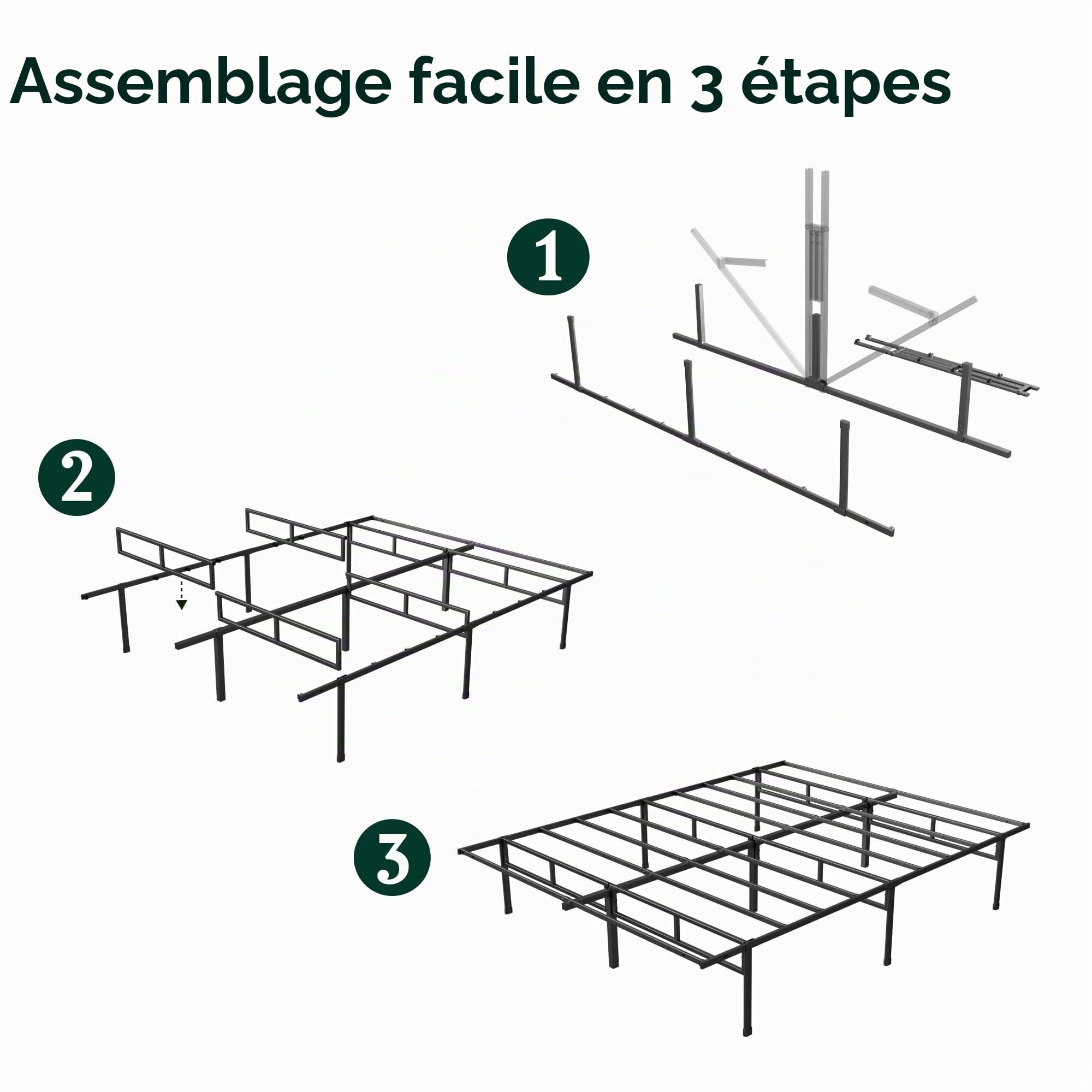 Zinus Fond de Teint pour Matelas Justin Facile à Assembler, Hauteur 36 cm, Support en Acier, Grand Espace sous Le lit