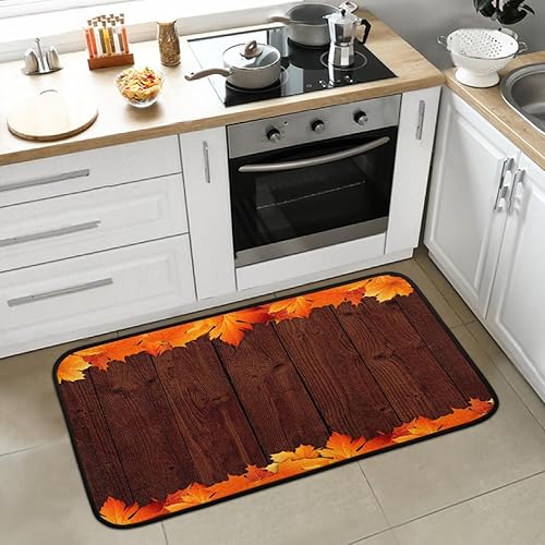 Miniatura 2 de Autumn Maple Kitchen Mat Non Slip, Beach Wooden Kitchen Rugs Super Absorbent Washable Floor Rugs Comfort Standing Mat for Kitchen Home Office
