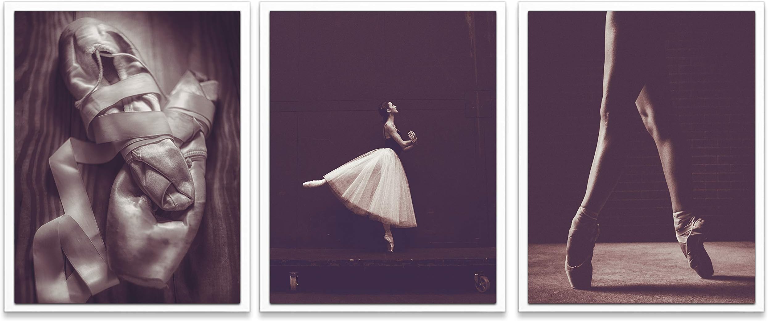 Ballet Ballerina Dancer Photography Prints, Set of 3, Unframed, Dancing Wall Art Decor Poster Sign, 8x10 Inches