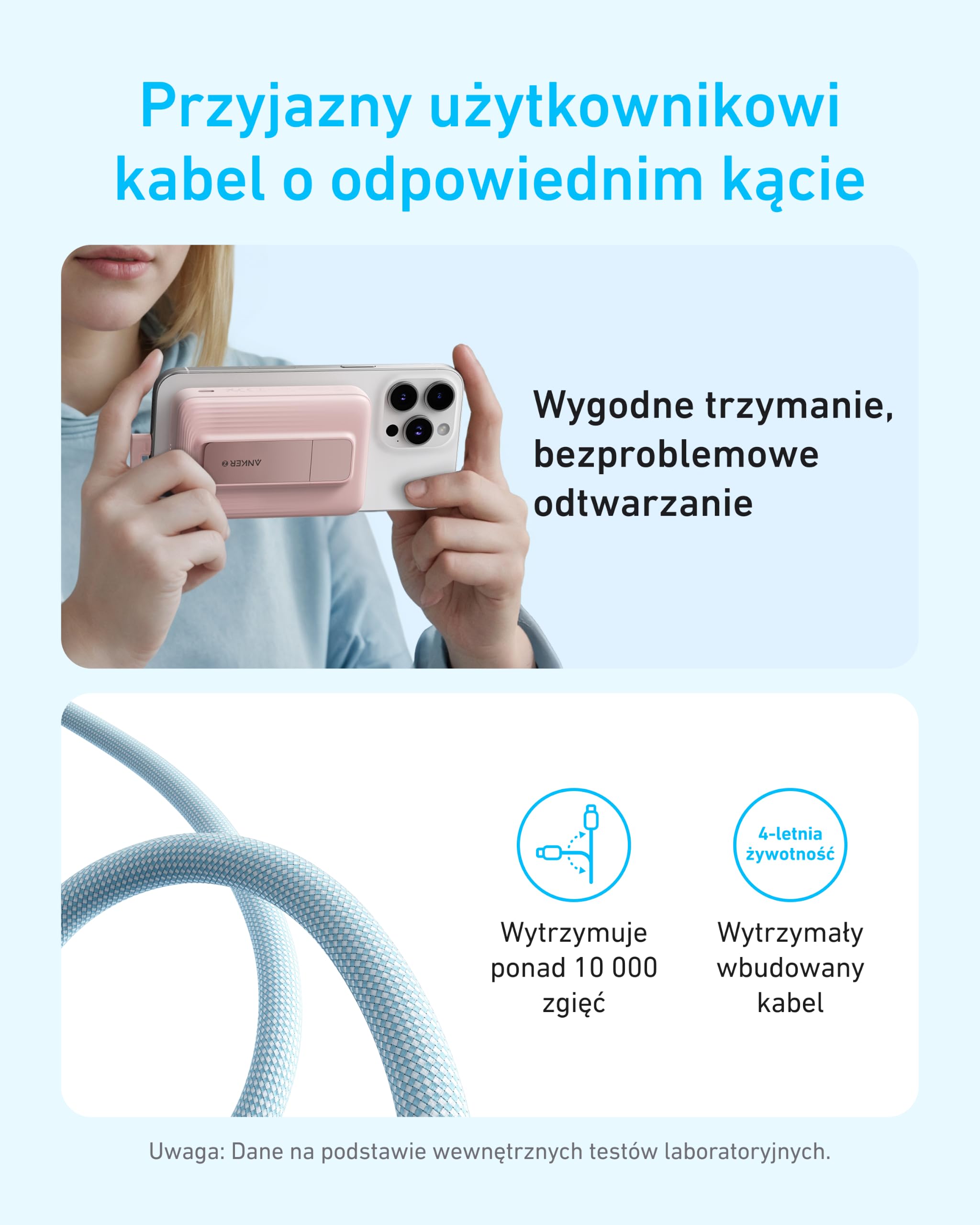 Anker Magsafe Power Bank 10000 mAh, przenośna ładowarka z szybkim ładowaniem 30 W Max, z wbudowanym kablem USB C i regulowanym uchwytem do iPhone 17/16/15 Series, AirPods i innych | Wbudowany kabel USB-C pod kątem prostym, regulowana podstawka, kompaktowa