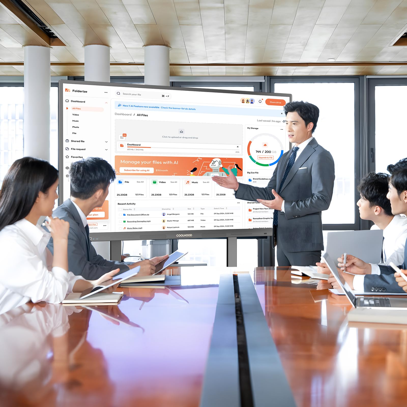 Tableau Blanc Interactif 65" 4K UHD, Écran Tactile Intelligent Tout-en-Un avec Android 13 et 128 Go, Ecosystem, Wi-Fi & Bluetooth pour Bureau, École, Entreprise(Tableau & Support Mural Uniquement)