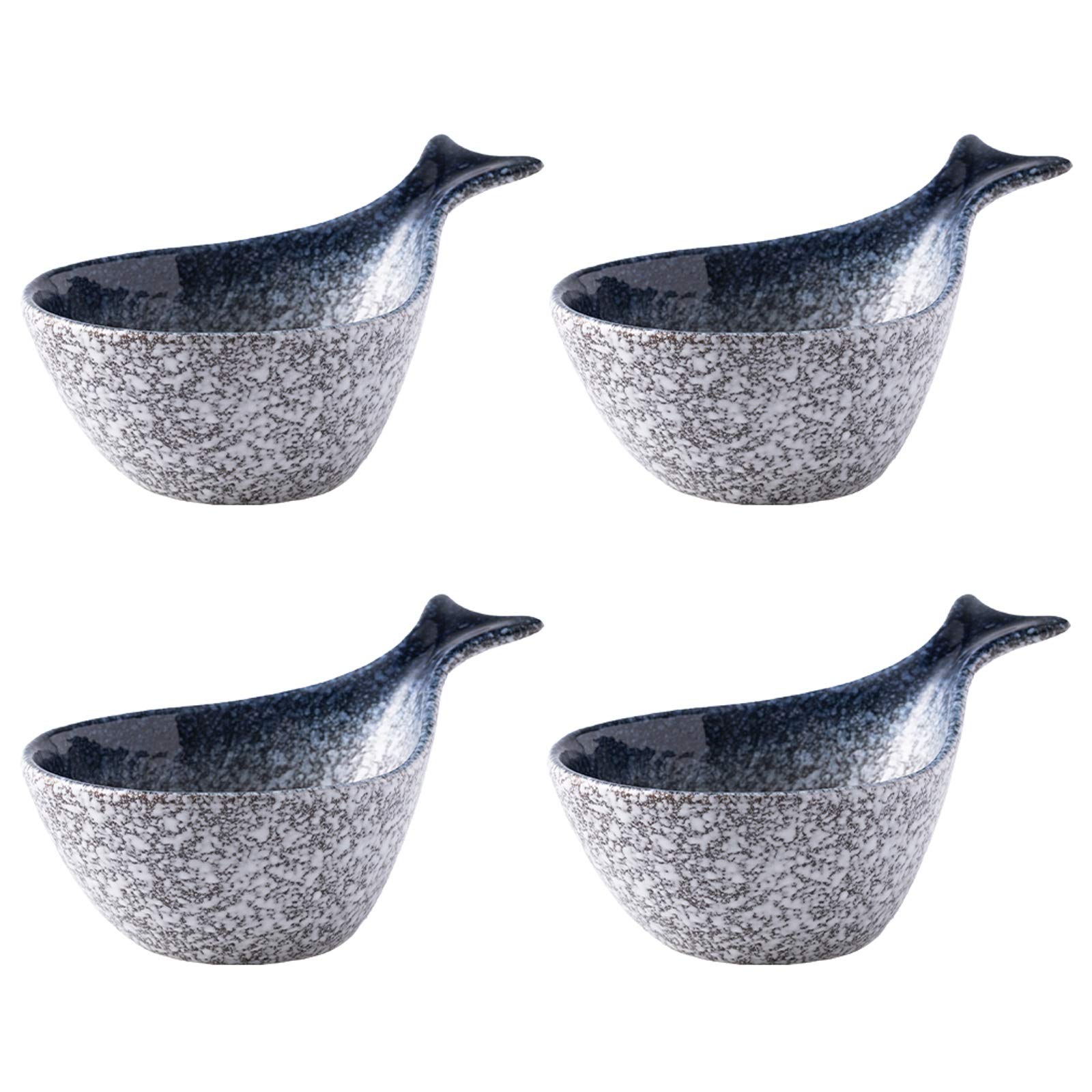 Ciotoline per aperitivo Salsa piatto divertente insalata di frutta a forma di pesce dessert ciotola di tuffo in ceramica / immergere ciotole per salsa di pomodoro, soia e altri party cena - set di 4 (
