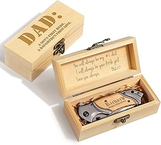 Fanfoobi Gifts For Dad, Engraved Pocket Knife With Box, Personalized Custom Knives, Dad Gifts From Daughter Son For Fathers Day, Christmas, Birthday, Thanksgiving Day (Various Designs)