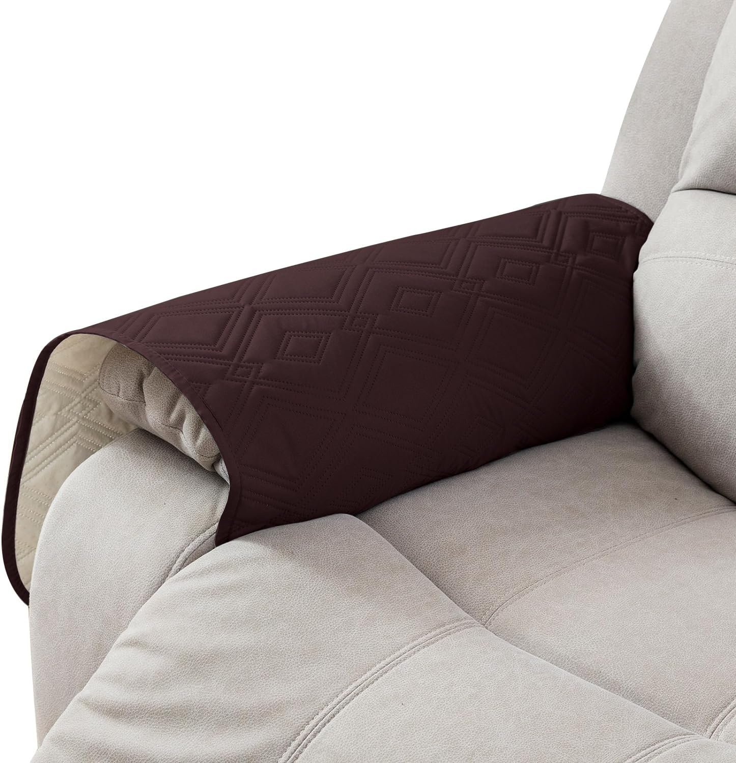 Lingky Chocolate Waterproof Armchair Covers For Arms Sofa Arm Protector Covers Armrest Slipcover For Recliner Chair Anti-Slip Armrest Cover For Living Room Sofa Arm Covers, 1 Piece (Chocolate)