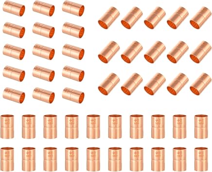 50Pcs GUOFIS 1/2" Copper Sweat Coupling with Stop Fitting,Solder Connection