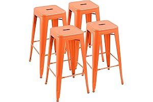 Furniwell 30 Inches Metal Stackable Counter Stools with Backless Tolix Indoor-Outdoor Barstools in Orange