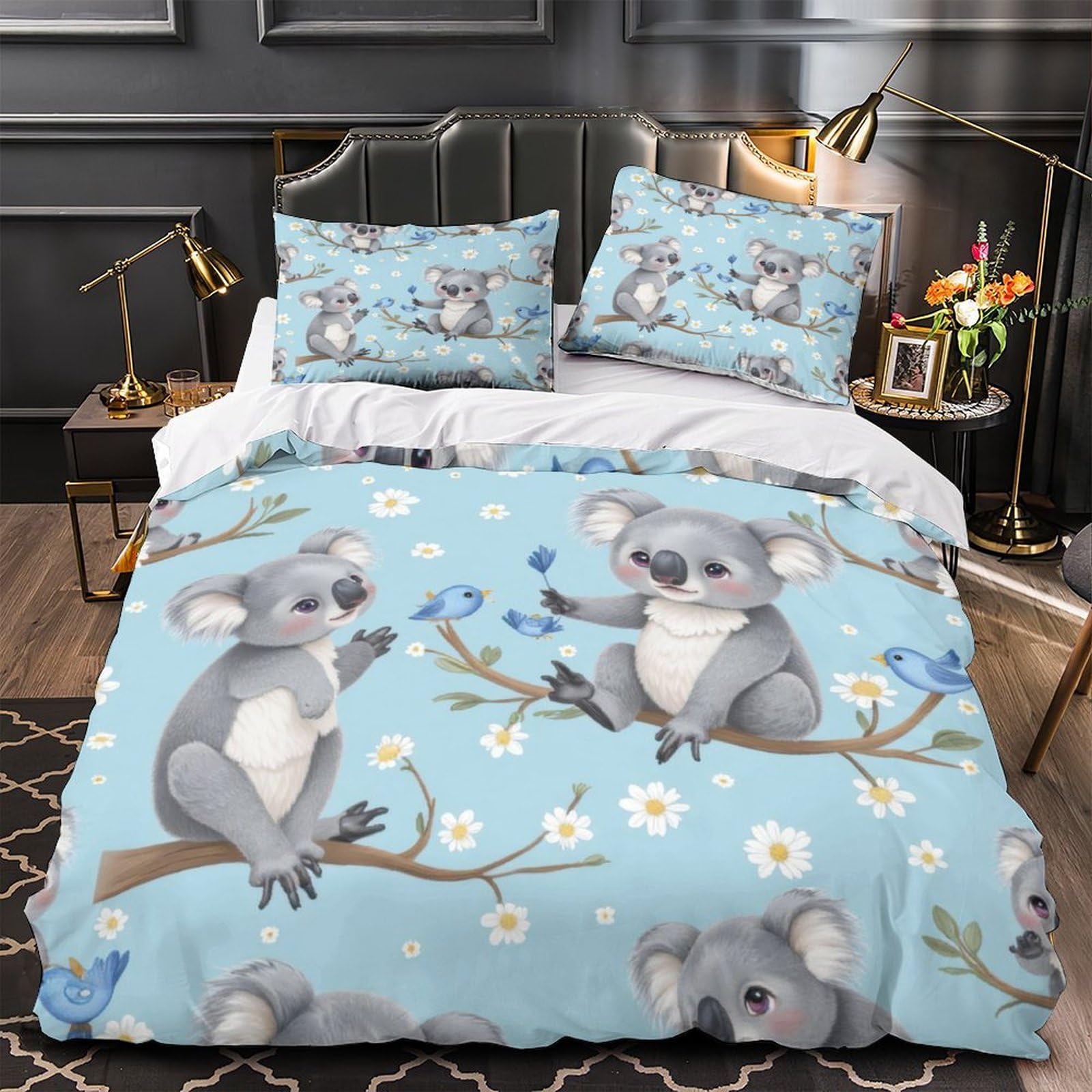 Housse de couette bébé koala hypoallergénique et super douce avec zip