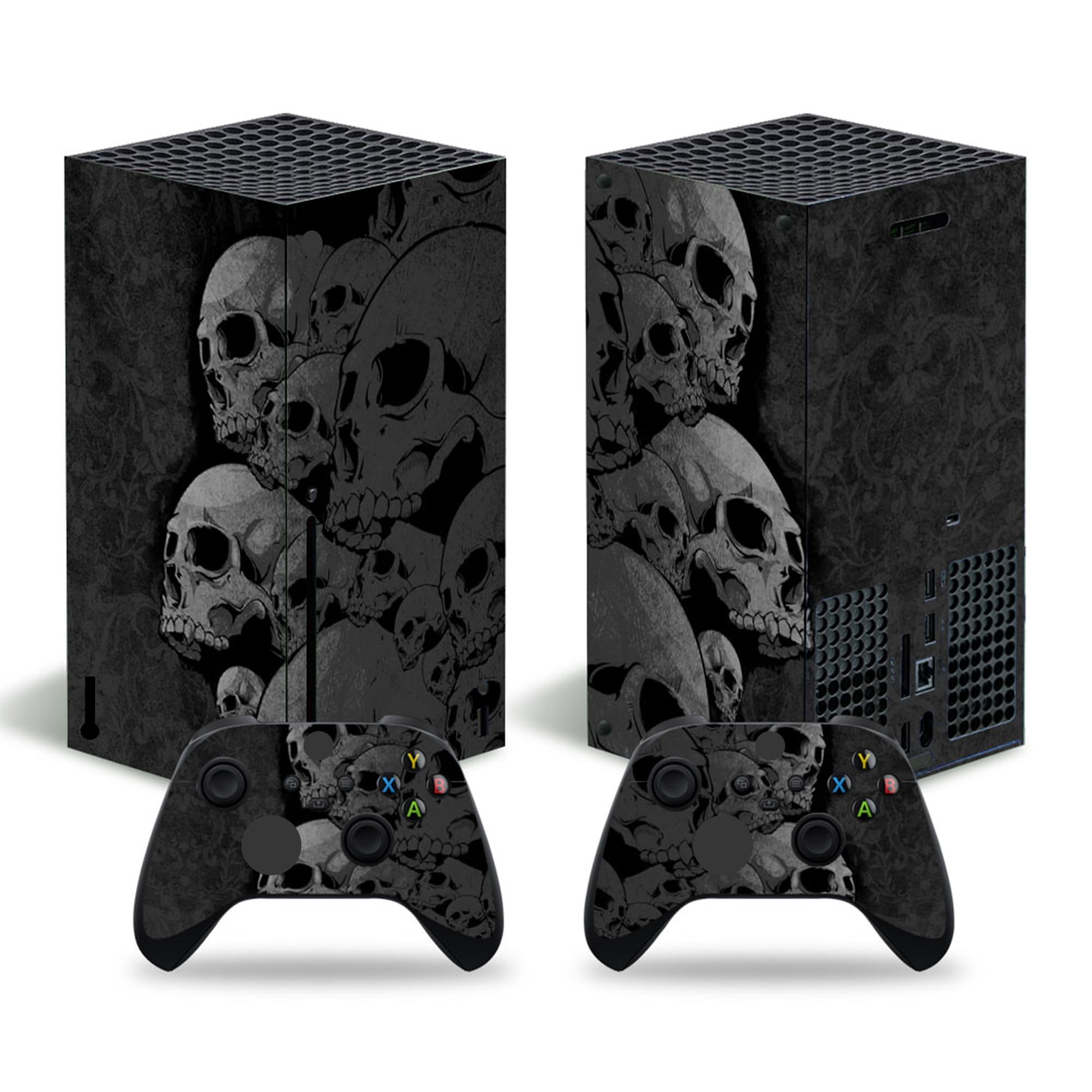 Calcomanía protectora de vinilo para consola Xbox Series X y controladores inalámbricos, calcomanía protectora de vinilo compatible con Xbox Series X (calavera negra)