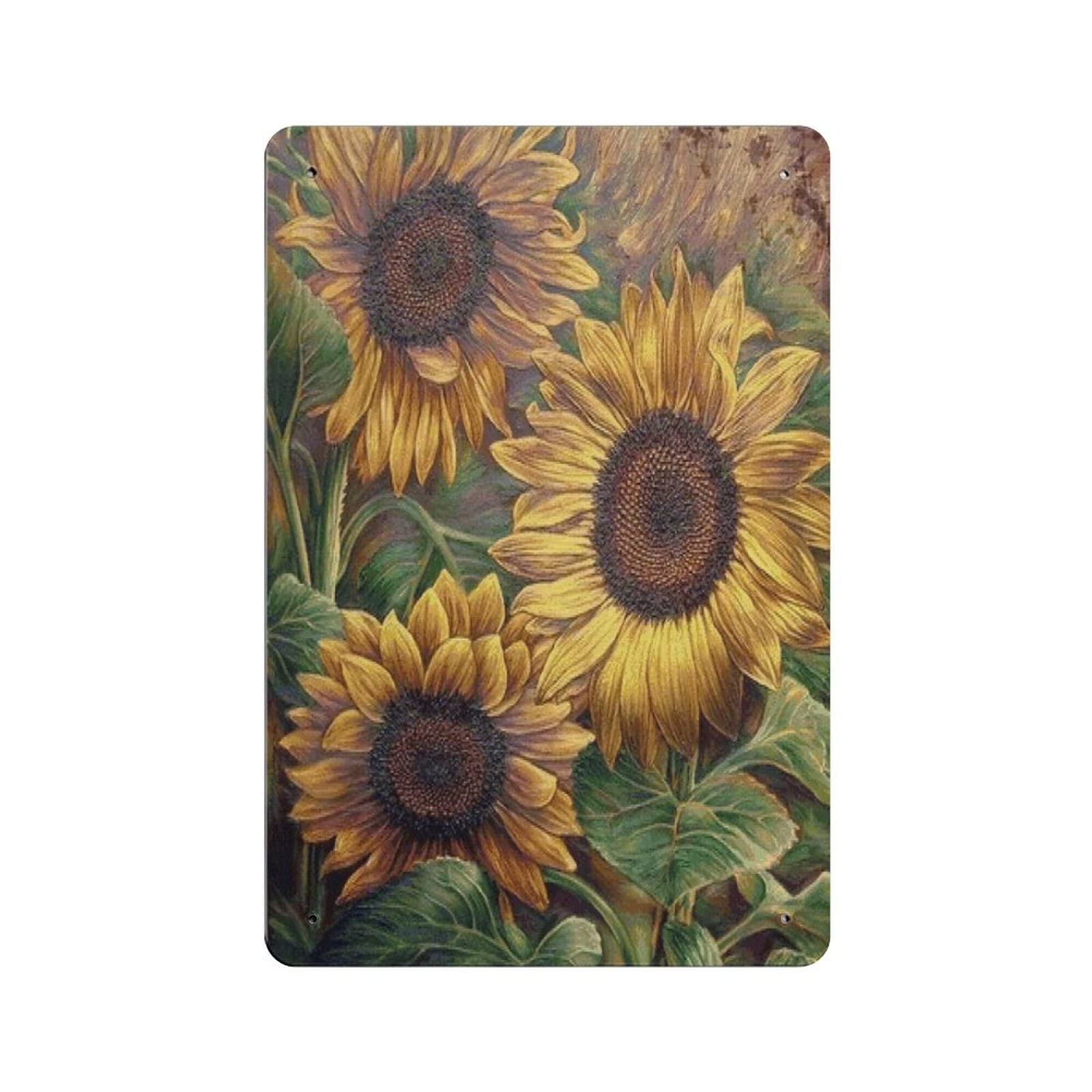 AOOEDM Sunflower Vintage Metal Tin Sign for Home Coffee Shop Office Wall Art Metal Poster Garage Decor Man Cave Sign Inspirational Quote Wall Decor