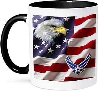 3dRose USAF Airforce 11oz Two-Tone Black Mug