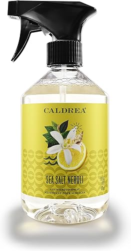 Caldrea Multi-surface Countertop Spray Cleaner, Made with Vegetable Protein Extract, Sea Salt Neroli Scent, 16 oz