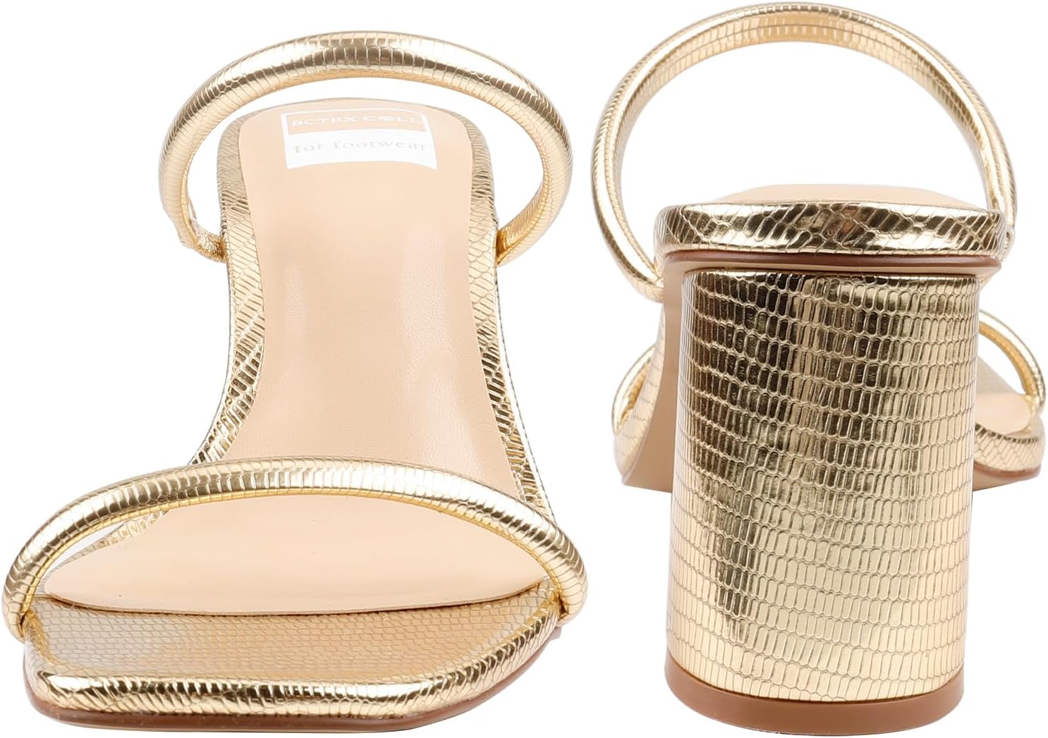 BCTEX COLL Women's High Heeled Sandal Two Strap Square Toe Slip on High-heeled Sandal High Heel Sandal Comfortable for Women - Image 3