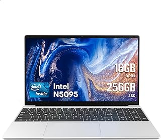 UDKED 15.6 inch Laptops Computer Intel Celeron N5095 FHD 16G RAM SSD Large Screen Bluetooth 5.0 Fingerprint laptop Windows 11 Ultrabook Wi-Fi 2.4GHz/5GHz, USB3.0 (256GB, silver)