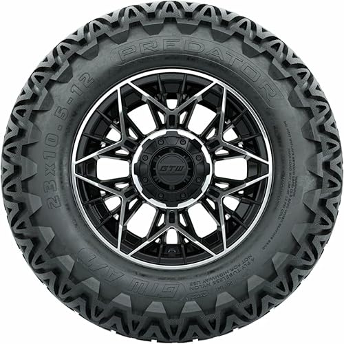 Miniatura 2 de GTW Combo de ruedas y neumáticos para carrito de golf de 12 pulgadas  GTW Stellar negro materuedas mecanizadas en neumáticos Predator todo terreno