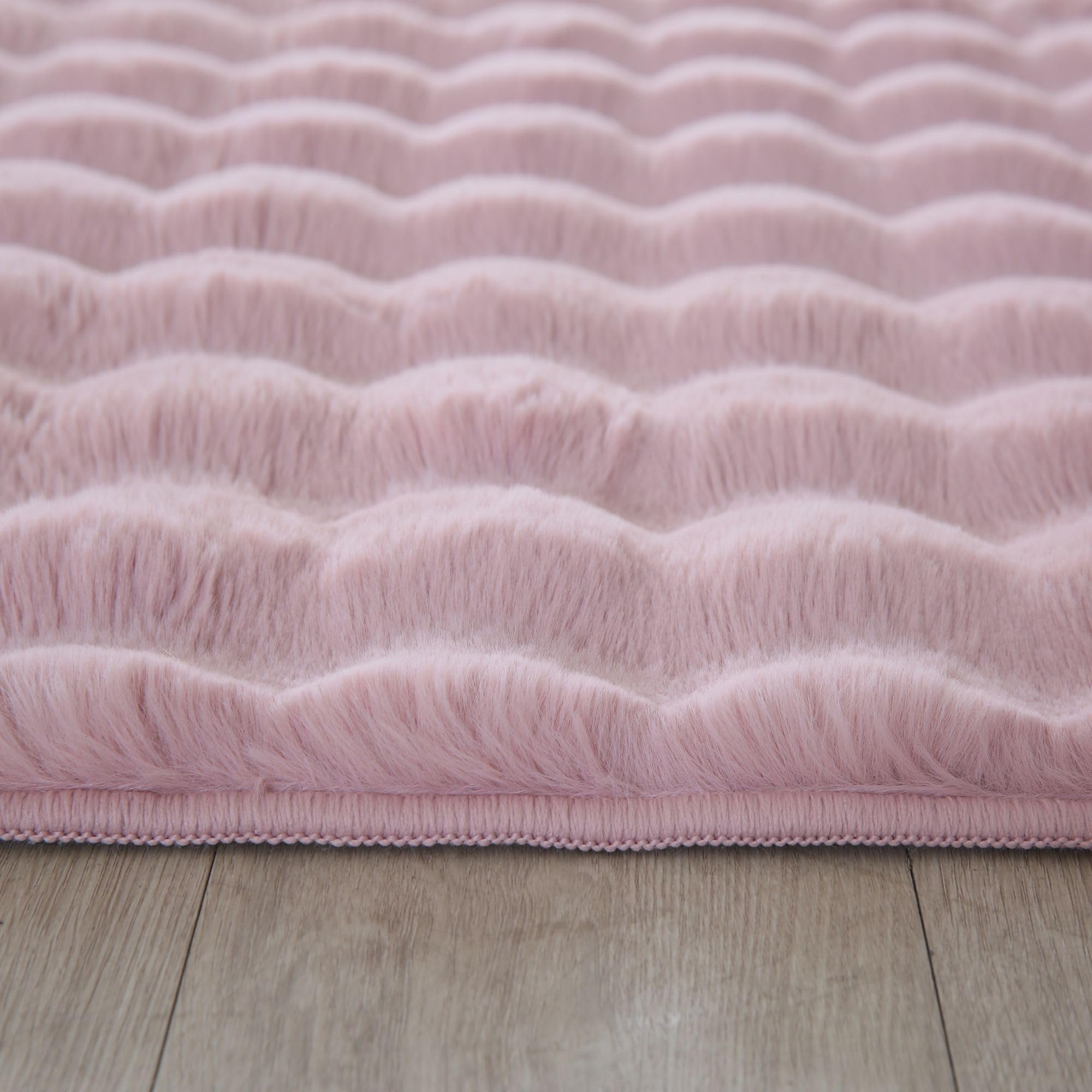 Carpetsale24 Tapis Poils Longs Shaggy Aspect 3D Ethnique Boho Look Doux, Moelleux, antidérapant, rectangulaire, Chambre à Coucher, Rose Tapis 120x170 cm