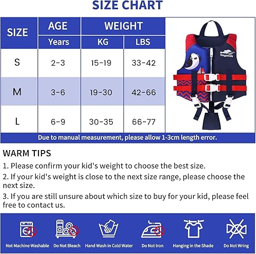 Vista 5 de Gogokids Chaleco de natación para niños de 2-3-4-5-6-7-8-9 años, flotadores de piscina para niños de 30-50-70 libras, flotabilidad para niños