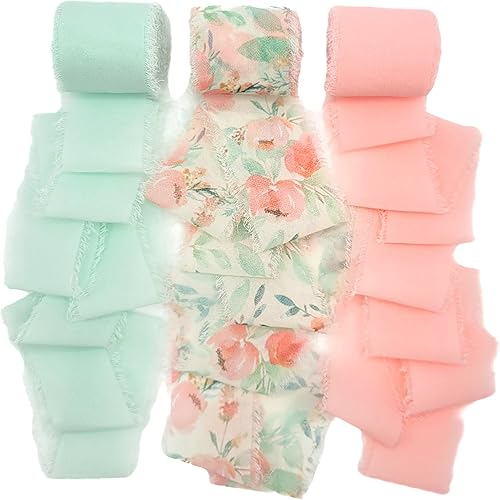 Cinta de gasa con flecos, 1.5 pulgadas x 18 yardas, uso para invitaciones de boda, ramos de flores, envoltura de regalos, manualidades, bricolaje,