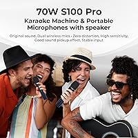 Vista 3 de Amplificador de voz inalámbrico con 2 micrófonos inalámbricos, micrófonos y juego de altavoces, micrófonos para profesores para cantar, máquina