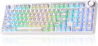 LEOBOG X Aula Wireless Mechanical Keyboard 8000mAh Creamy Gaming Keyboards | Aula F99 Pro Multifunction Metal Knob,Hot Swappable Custom,RGB Backlit,Tri-Mode BT/USB-C/2.4GHz Connect,PBT Keycaps,Full Size