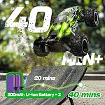 DEERC RC Car W/LED Car Shell, 2.4GHz Remote Control Cars, All Terrain RC Truck W/ 2 Rechargeable Batteries, 40 mins Playtime, Rock Crawler, Monster Truck Gift Toys for Beginners Kids Boys Adults
