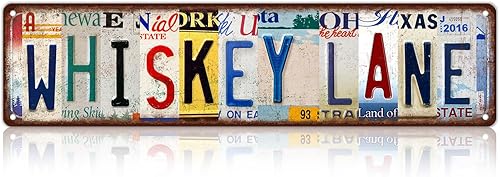 Letreros de metal vintage para decoración de pared de barra de whisky de 16 x 4 pulgadas