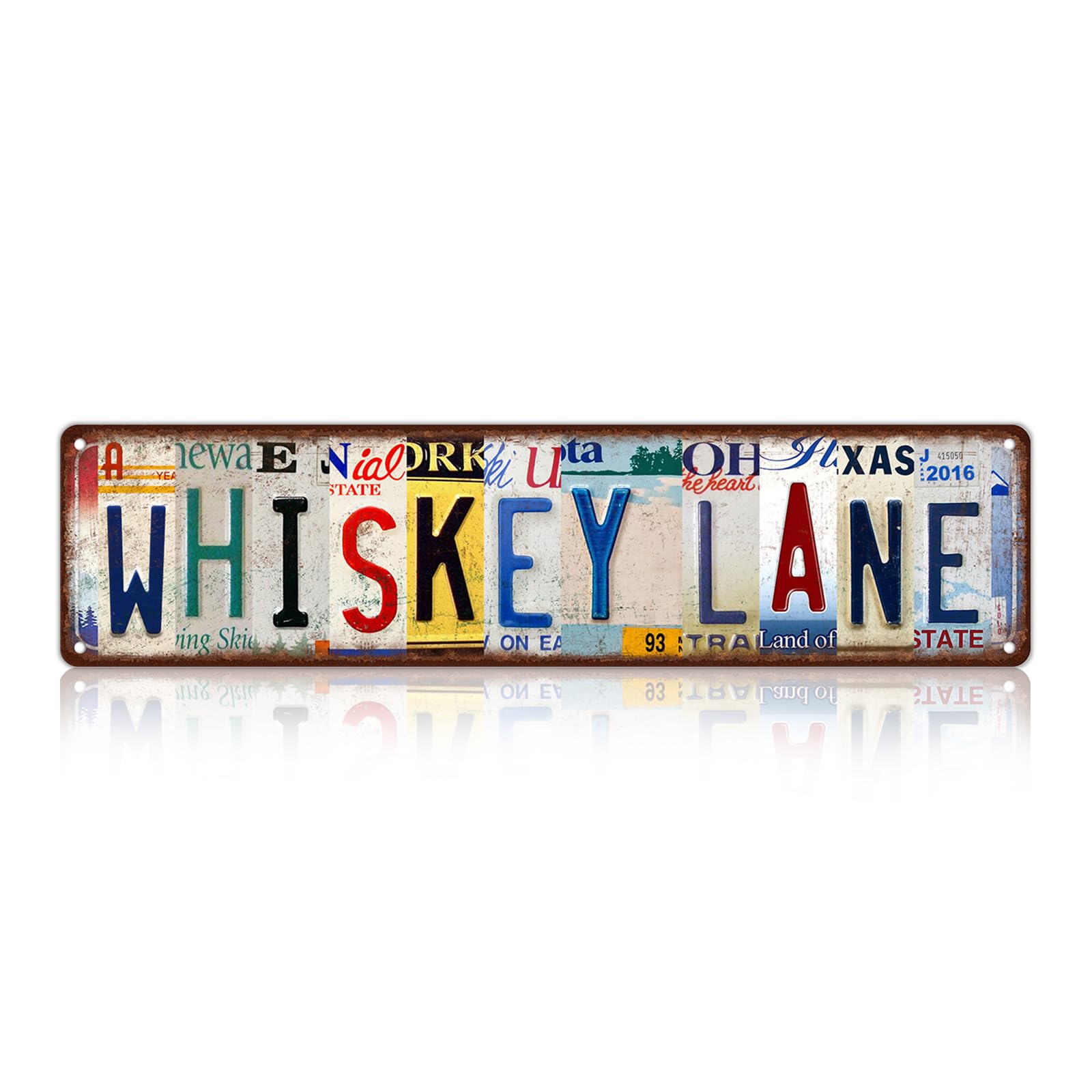 Vintage Whiskey Lane Metal Tin Signs Street Signs Bar Wall Decor 4x16 Inch