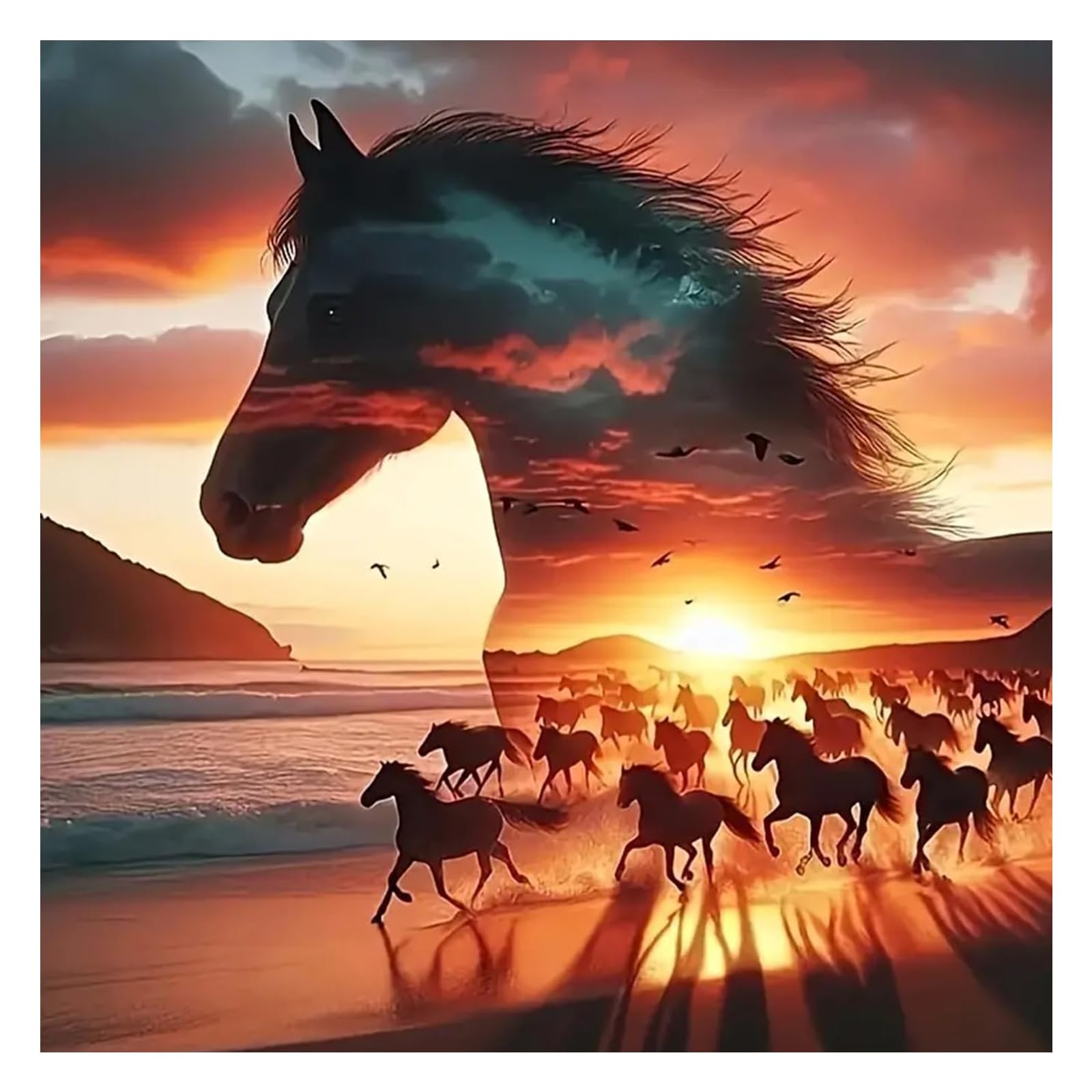 Paint by Numbers for Adult, Horse Paint by Numbers Kit for Adults Beginners, DIY Acrylic Oil Painting Kits with Brushes for Home Wall Decor 11.8x11.8Inch