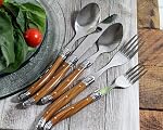 Laguiole 20 Piece Flatware Set – Stainless Steel Cutlery Set – Dishwasher Safe Silverware Set – Luxurious Utensil Sets w/Knives, Spoons and Forks Set (Wood Grain, Service for 4)