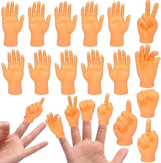 20 Pack Tiny Hands Fingers, MIKIMIQI Mini Hands Finger Puppets Little Rubber Left Right Finger Hand Fun Realistic Miniature Hands for Puppet Show Gag Performance Party Favors