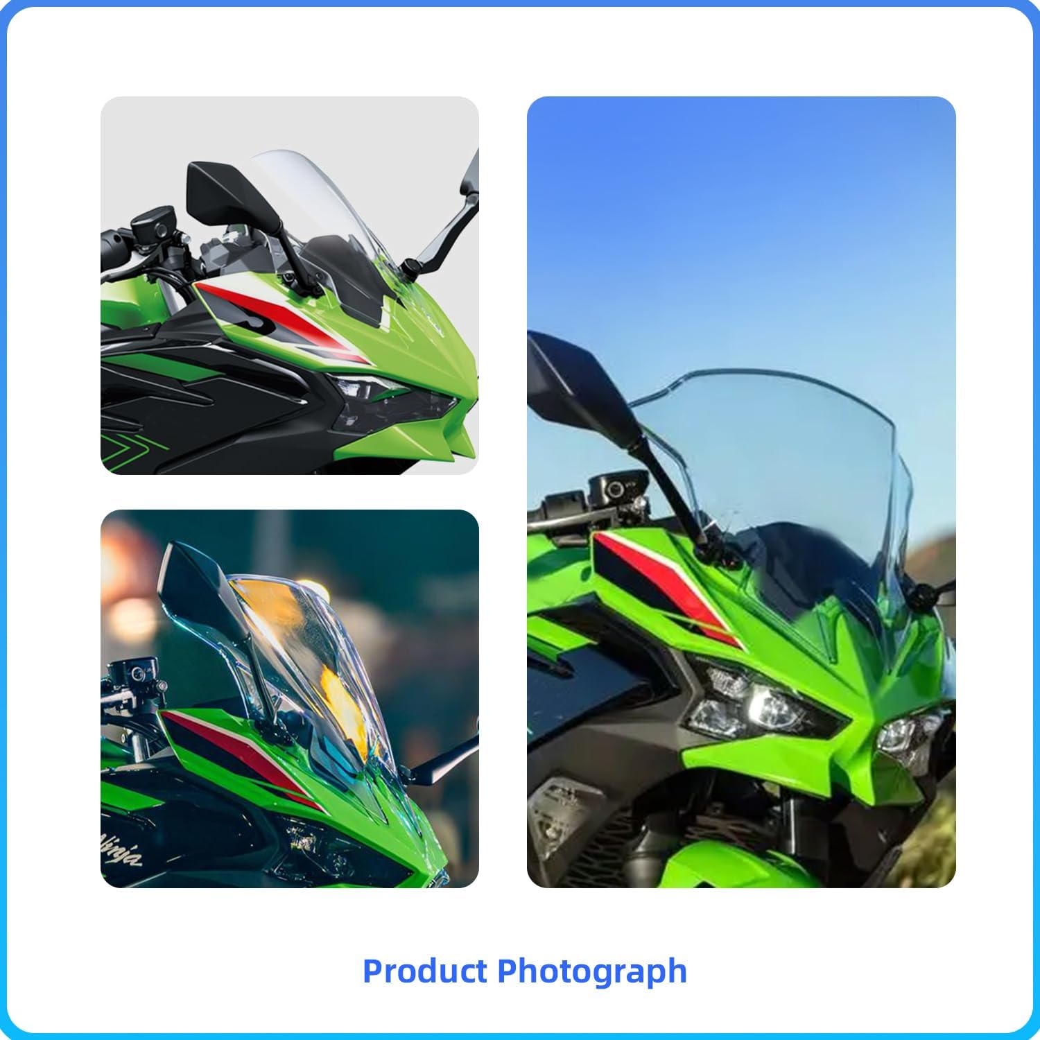 Motorcycle Windshields Deflectors Windscreen Baffles Flyscreen Wind Visor Fits for Kawasaki Ninja 500 500SE 2024 2025 Windscreen Accessories (Transparent)