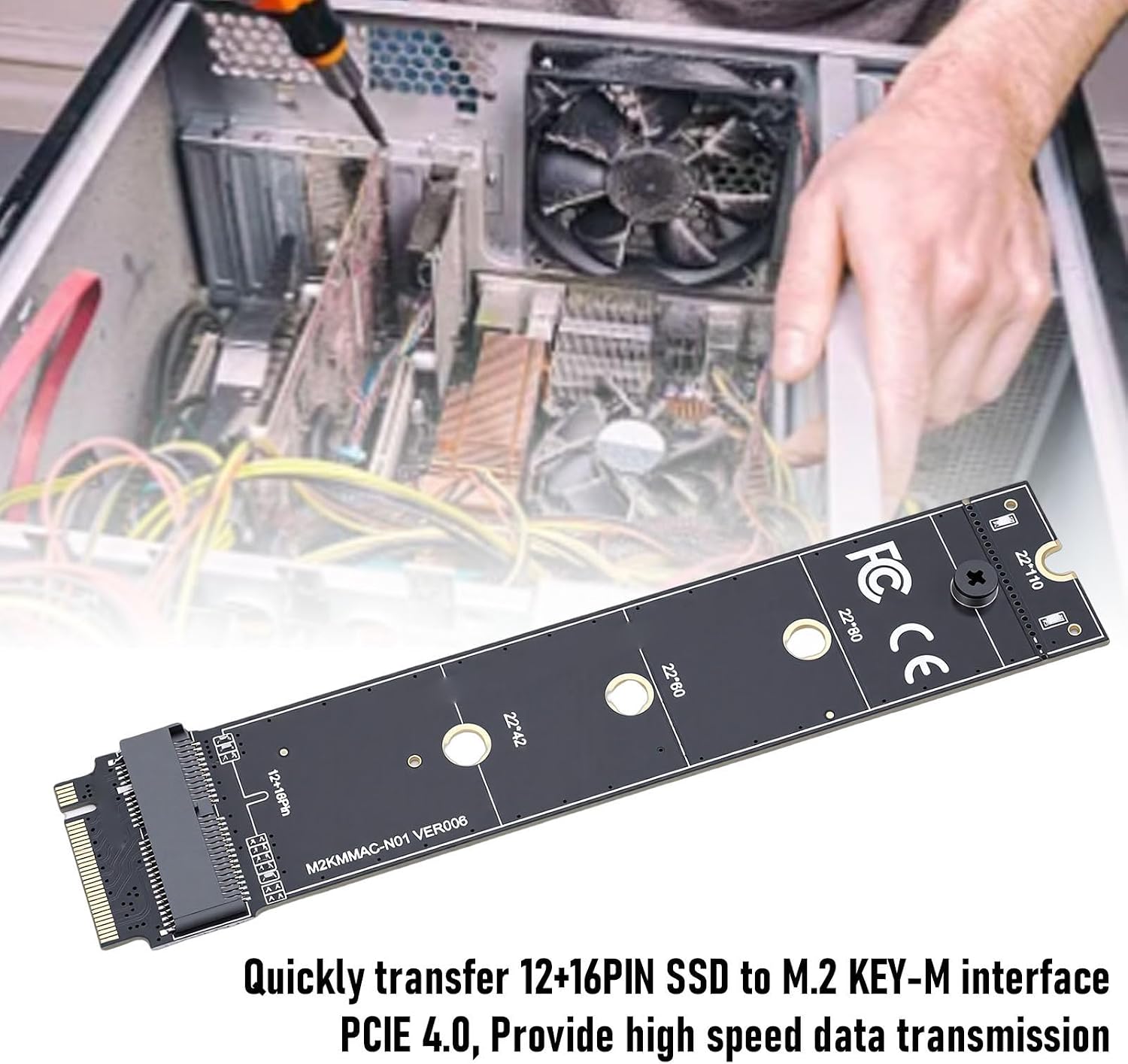 Yunseity 12 16 Pin SSD to M.2 Key M Adapter Card, PCIe 4.0 High Speed Transfer with Original Performance, for OS X Laptop 2013 2017 11 Systems