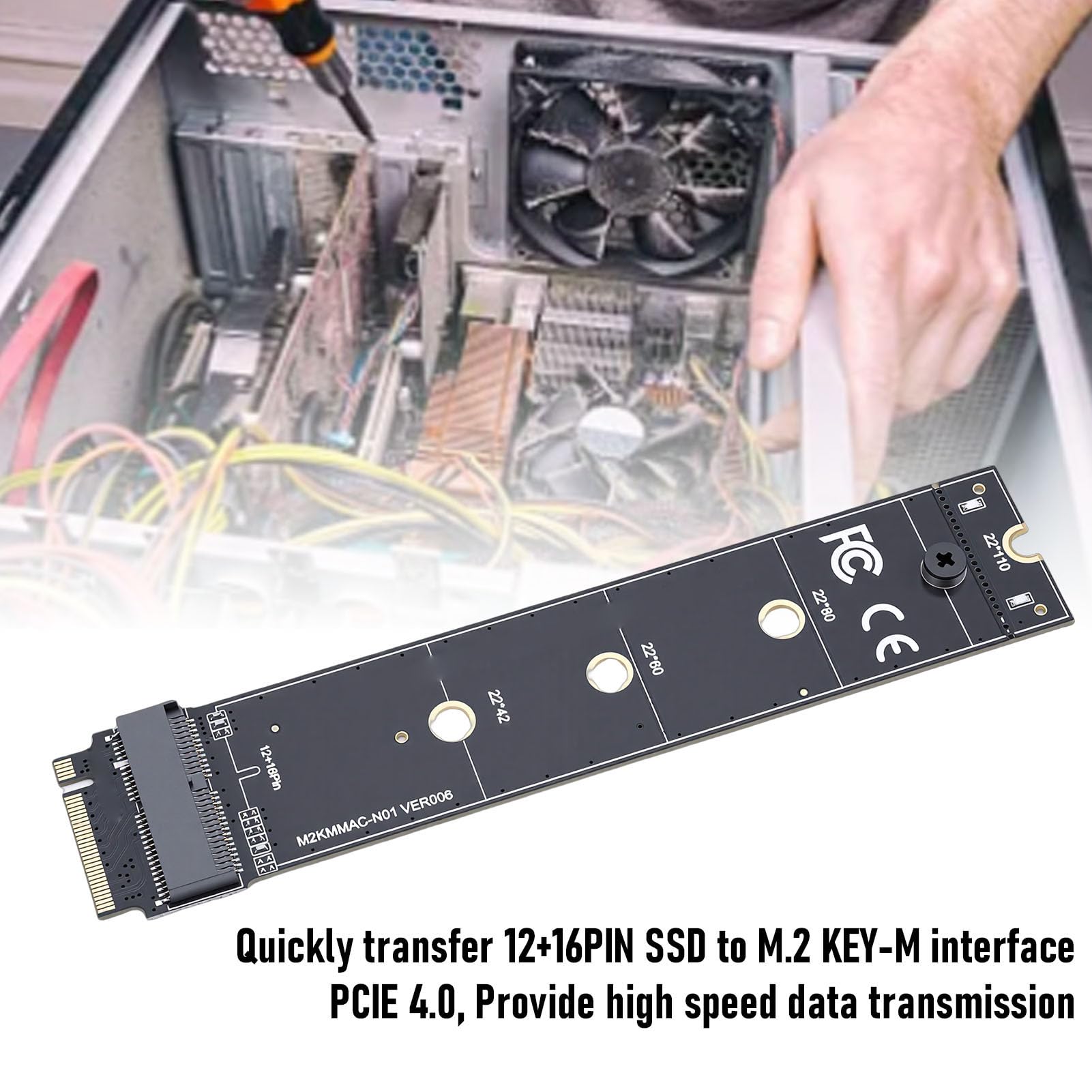 12 16-pinowa Karta Adaptera SSD na M.2 KEY M 12+16-pinowy Konwerter SSD na .2 KEY +-pinowy Adapter NVMe Zamienny do Laptopa z Systemem OS X 2013-2017