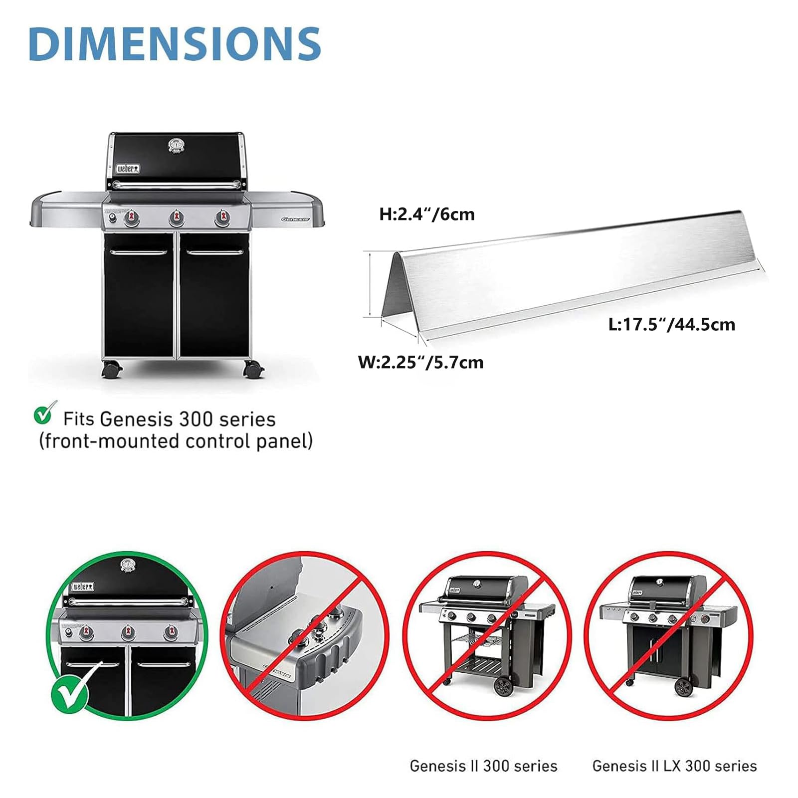 Denmay Barrette aromatiche 17,5 Pollici Acciaio Inossidabile per Weber Genesis 300 E310 E320 E330 S310 S330 EP-310 EP-320 EP-330