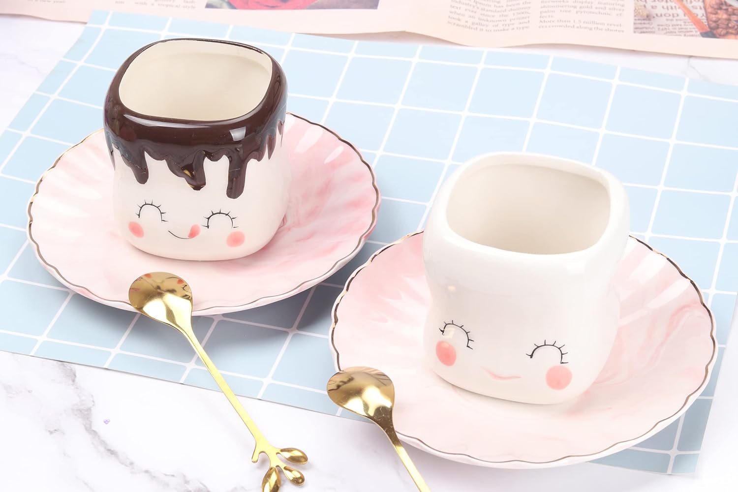 Marshmallow Mugs Set of 4 Cute Marshmallow Cups for Kids Hot Chocolate Cocoa Mugs Gifts for Kids Women Christmas Mother's Day Cute Mug 6OZ - Image 3