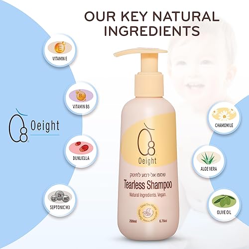 Miniatura 3 de Oeight - Champú para bebés sin lágrimas, hipoalergénico y dermatológicamente probado, ingredientes activos 100% naturales con manzanilla, parabenos
