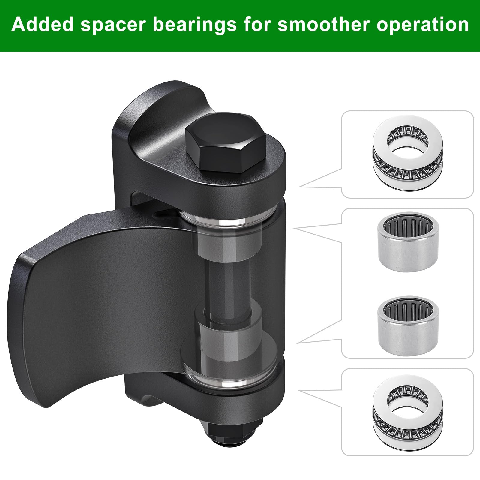 Insaga Cerniere per cancelli resistenti, 6 mm in acciaio al carbonio saldate con finitura in ossido nero, boccole integrate e dadi anti-allentamento, 9,4 x 7,1 cm per un'apertura liscia, cancelli di