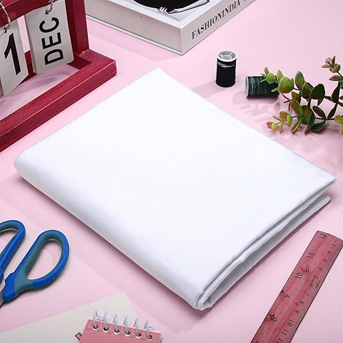 Miniatura 4 de Tudomro 2 Yard White Cotton Fabric, 59 Inches Wide 100% Natural Cotton Poplin Fabric, Muslin Quilting Material for Embroidery DIY Sewing Apparel