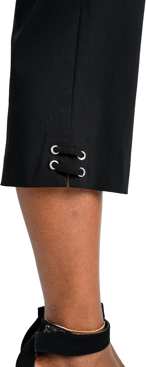 Briggs New York Womens Pull on Lace Up Hem Capri - Image 4