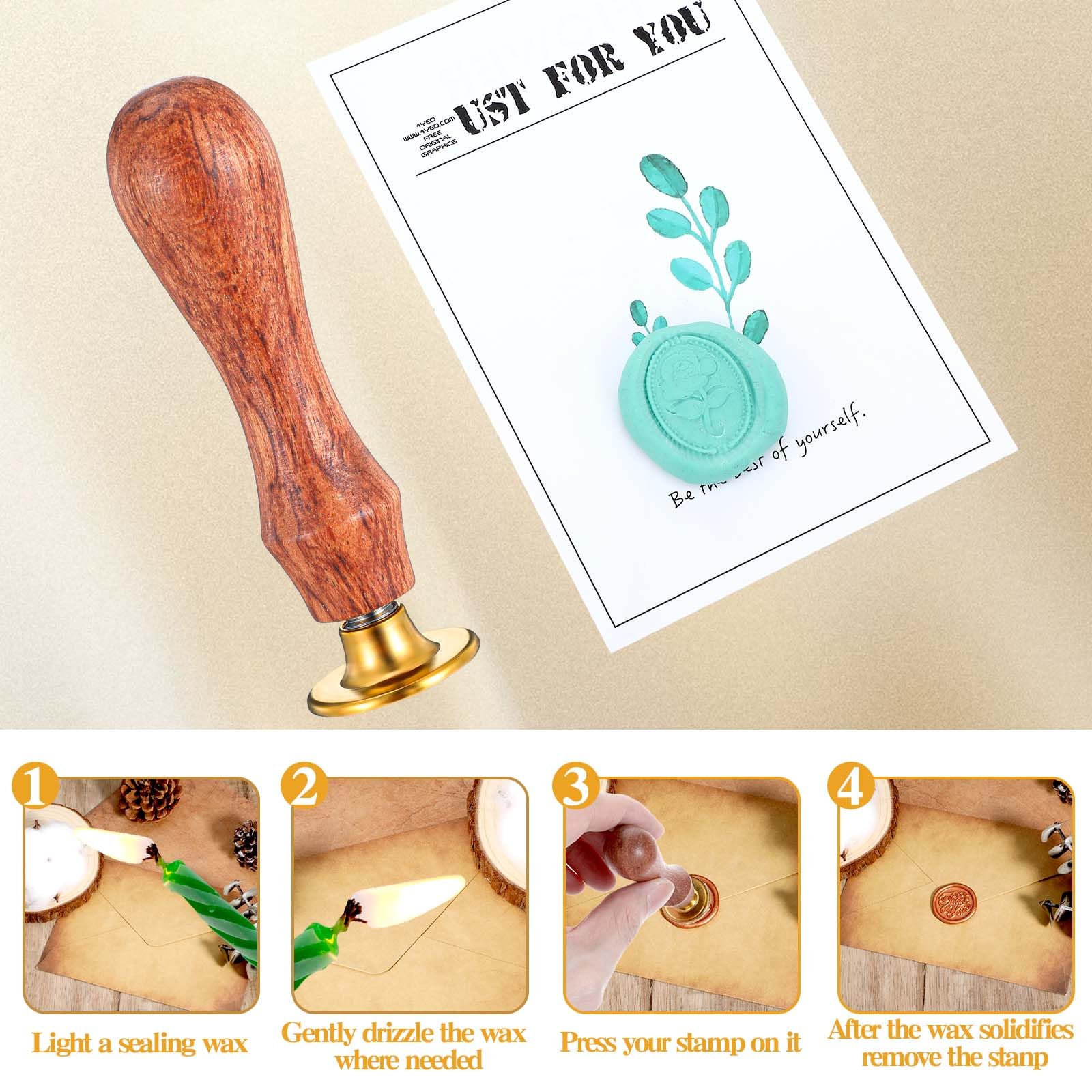 Kit de cachets en cire classiques avec manche en bois, lot de 10
