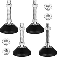 Aoyfuwell 4 STK Nivellierfüße, M10 x 50 mm Verstellbare Möbelfüße Tischfüße Stellfüße für Möbel Tisch Stuhlbeine Stellfuß Tischbeine schraubfüße, Mit Einschlagmuttern Regulierschraube