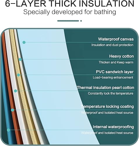 Miniatura 6 de Bañera portátil, bañera plegable para adultos, baño familiar separado, bañera de terapia de spa para cabina de ducha, spa caliente y bañera de