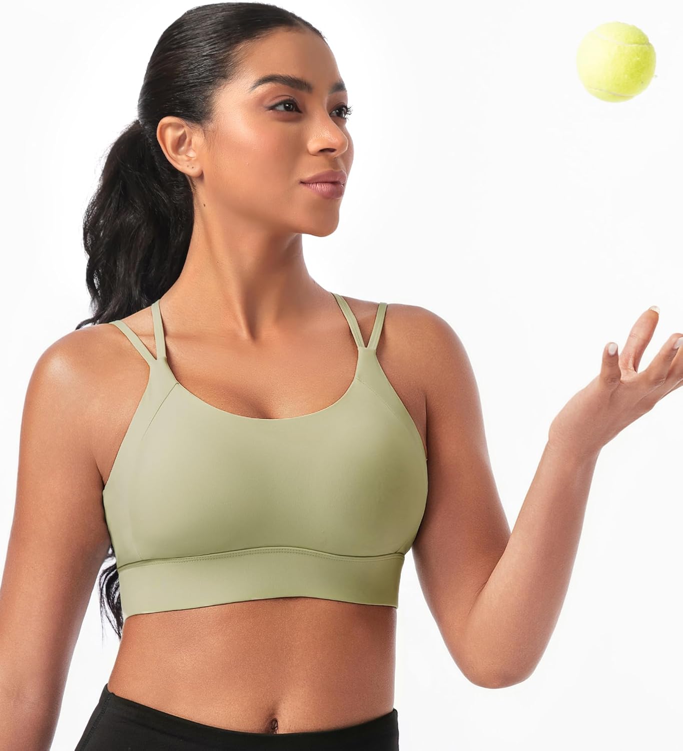 Strappy Sports Bras for Women - Padded Yoga Gym Bra Low Impact Womens Workout Tops - Image 3