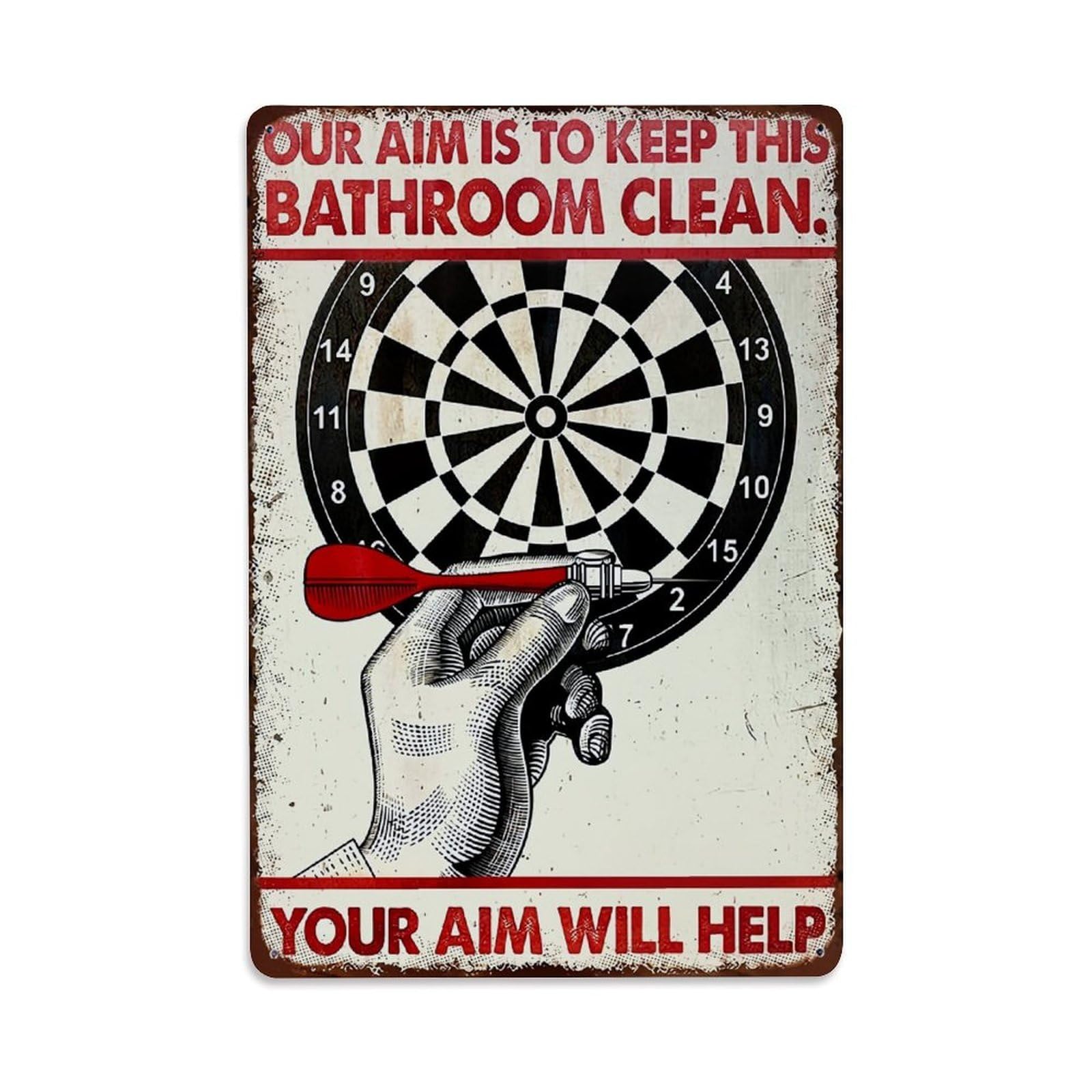Jdyaojiesheng Vintage Dart Board Hand Aim Clean Tin Sign Retro Metal Wall Decor Metal Poster, Home Bar Garage Farmhouse Cafe Wall Art Decoration 8X12inches