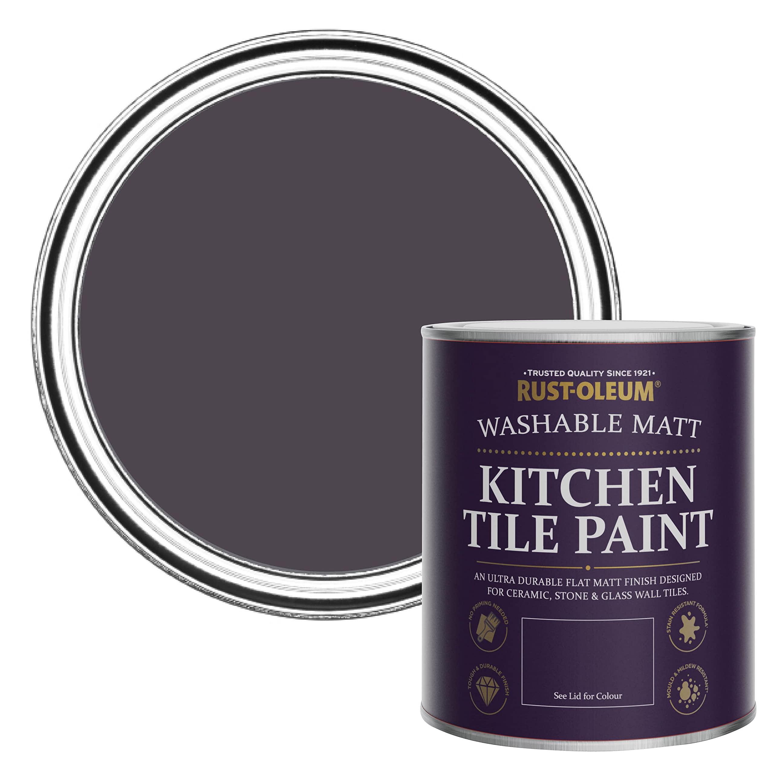 Rust-Oleum Purple water resistant Kitchen Tile Paint in Matt Finish - Grape Soda 750ml