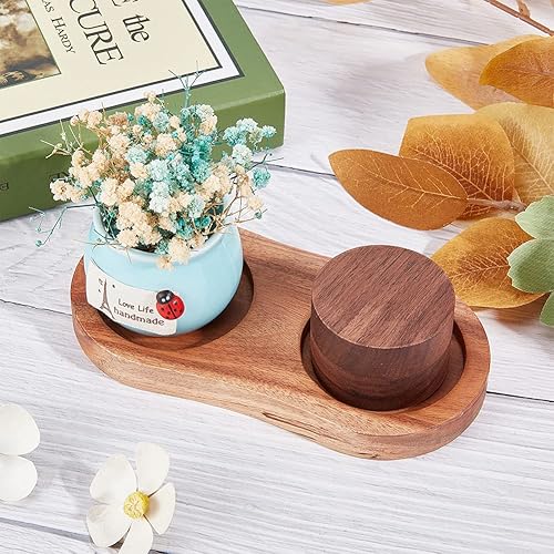 Miniatura 5 de GORGECRAFT Bandeja de madera para molinillo de sal y pimienta, bandeja de madera de acacia, molinillos y cocteleros, molinillo de sal y pimienta,