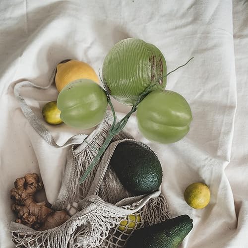 Miniatura 9 de 1 manojo artificial de coco artificial de fruta falsa simulada modelo de alimentos simulado decoraciones de cokernut para selva hawaiana Luau