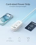LENCENT European Travel Plug Adapter with Case, CA/US to Europe Plug Adapter with 6 Outlets & 4 USB (2 USB-C), Type C Travel Power Strip for CA/USA to EU Italy France Spain Germany, Travel Essentials